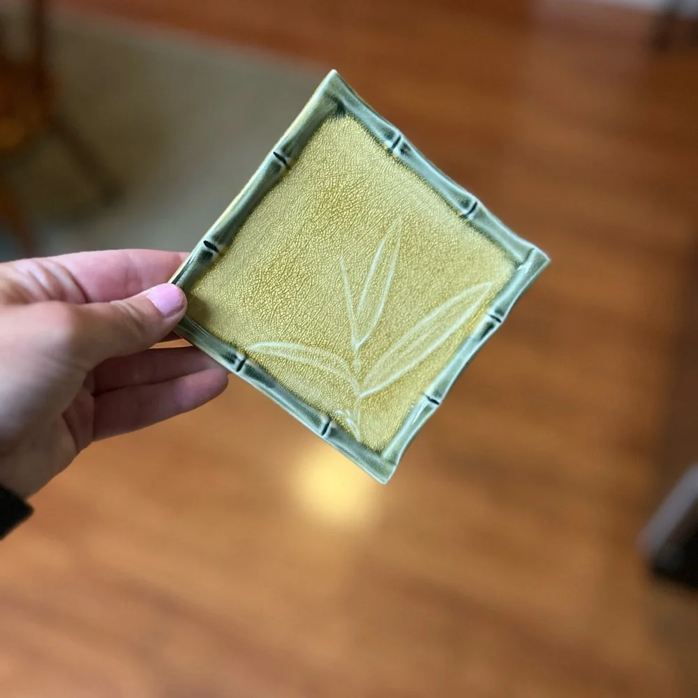 Bamboo Design Square Soap Dish